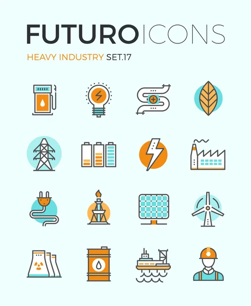 Iconos de línea de futuro industria pesada — Vector de stock