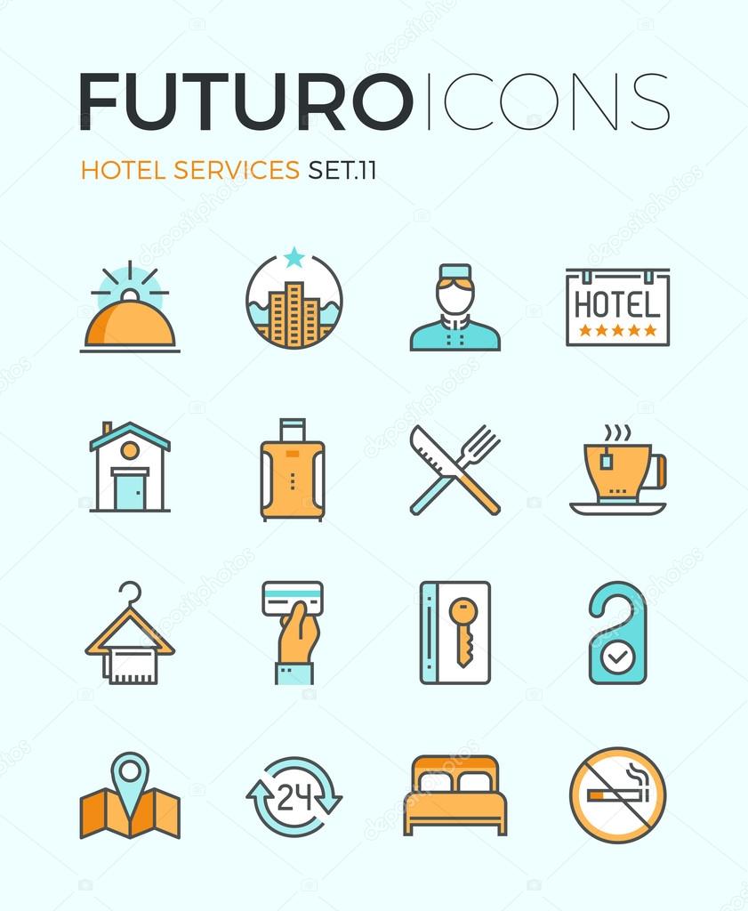 Hotel services futuro line icons