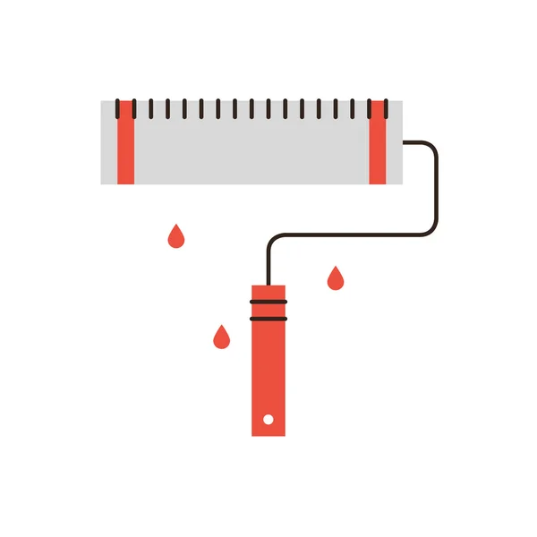 Rollerpinsel flache Linie Symbol — Stockvektor