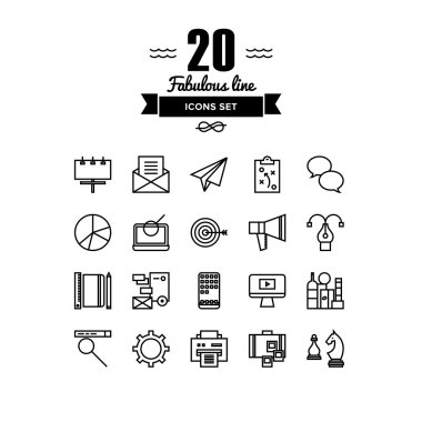 İş ve pazarlama satır Icons set