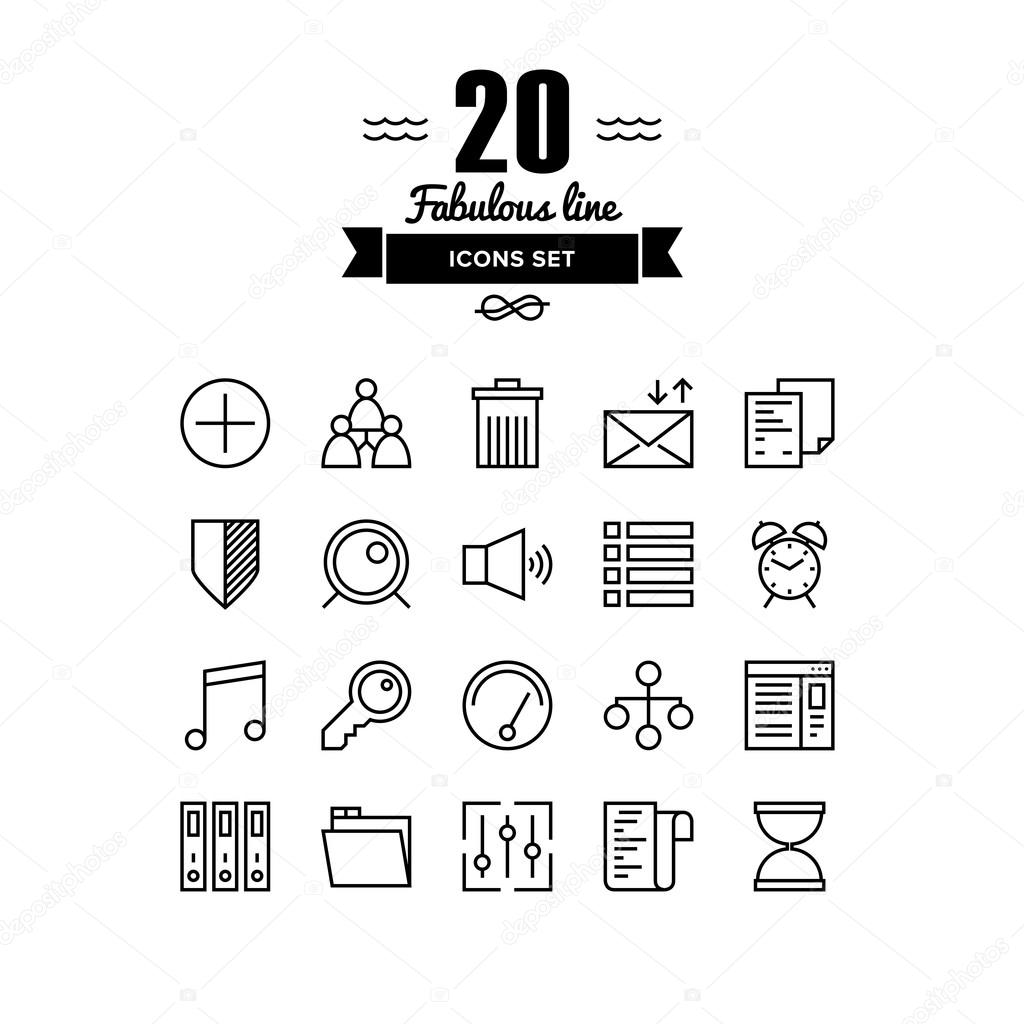 Various elements line icons set