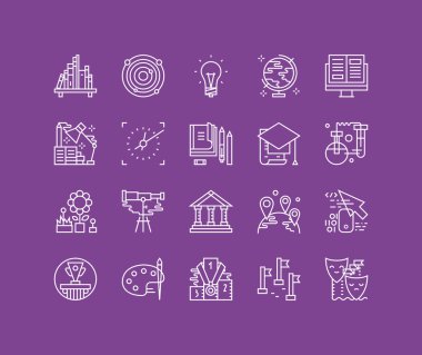 Eğitim öğeleri Icons set hattı