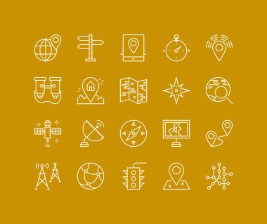 Coğrafi konumu ve gezinti Icons set