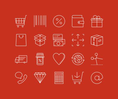 Perakende mağaza öğeleri Icons set