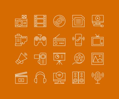 Multimedya nesneleri Icons set hattı