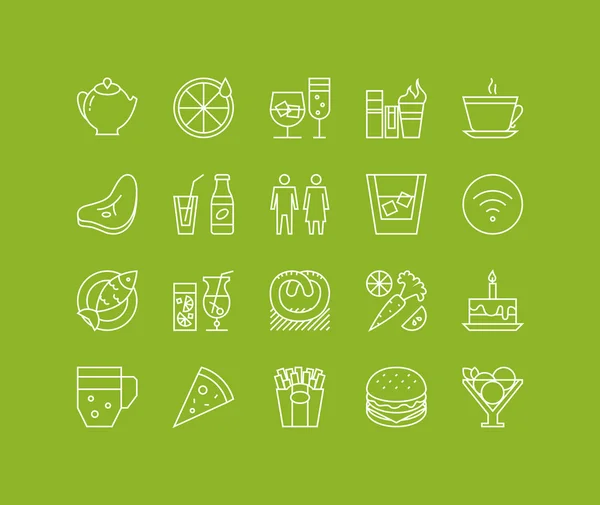 Restaurant foods and beverages icons set — Stock Vector