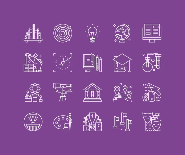 Education elements line icons set — Stock Vector