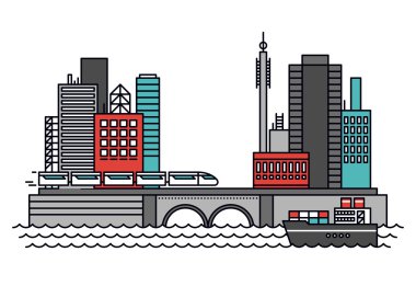 Urban transportation line style illustration