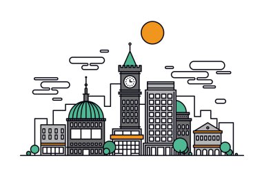 Cityscape architecture line style illustration