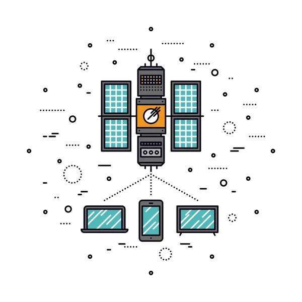 Illustration de style ligne de transmission cellulaire — Image vectorielle