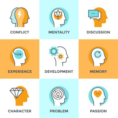 İnsan aklının satır Icons set