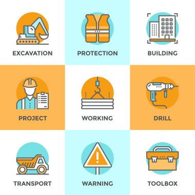 İnşaat site hattı Icons set