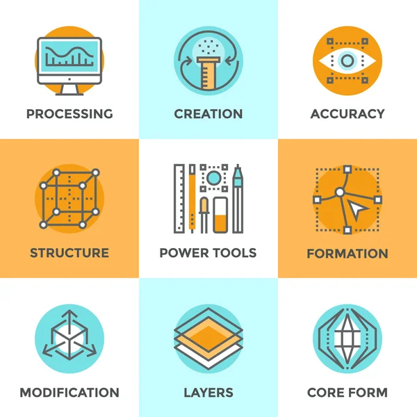 Iconos de línea de creación de diseño conjunto — Archivo Imágenes Vectoriales