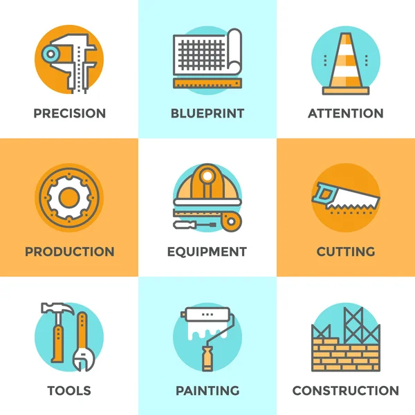 Conjunto de ícones de linha de equipamentos de construção — Vetor de Stock