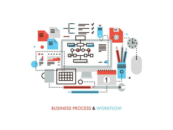 Business workflow flat line illustration — Stock Vector