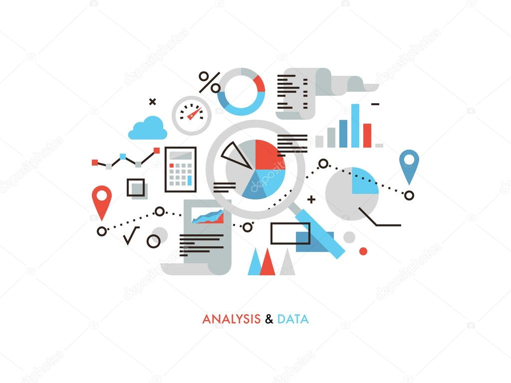 Data analysis flat line illustration