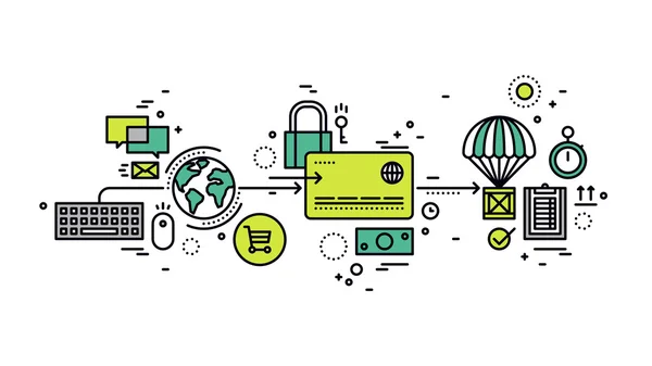 Stile linea di pagamento sicuro — Vettoriale Stock