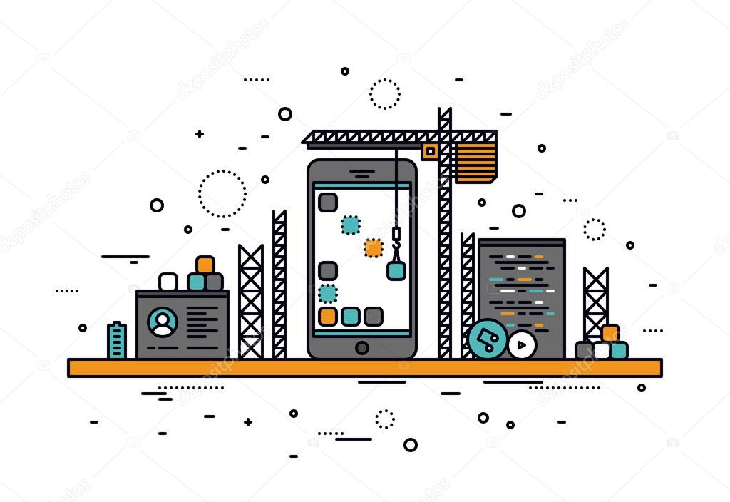 Mobile apps construction line style