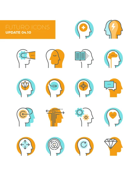 Human mind metaphors line icons — Stock Vector