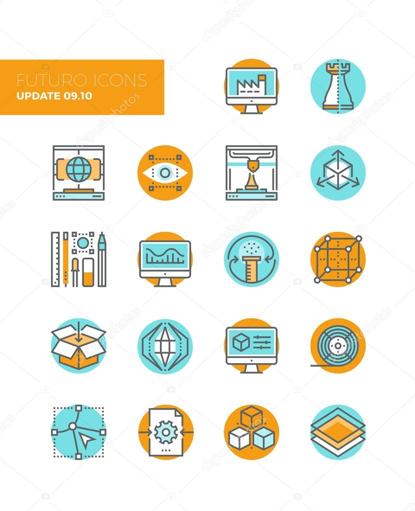 3D design elements line icons 