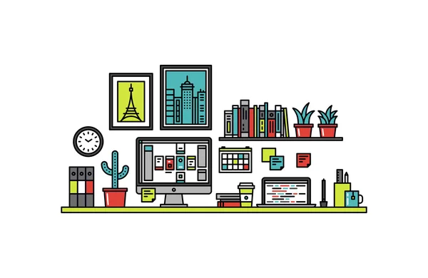 Illustration de bureau de concepteur d'interface — Image vectorielle