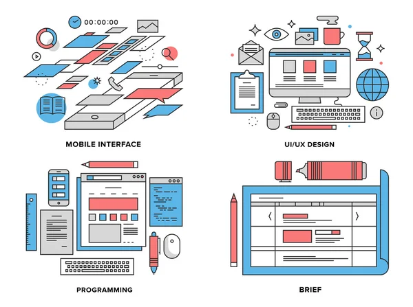 Interface designer desk illustration — Stock Vector