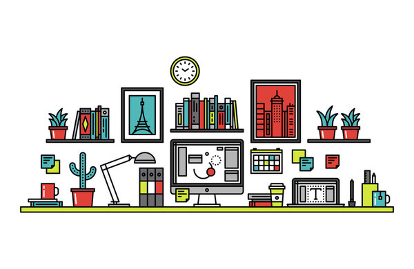 Interface designer desk illustration