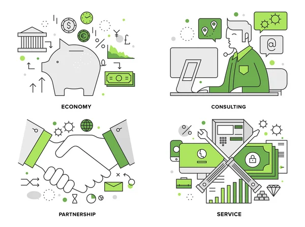 Conjunto de servicios bancarios corporativos — Archivo Imágenes Vectoriales