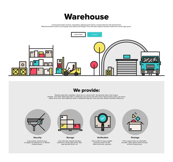 Almacén de almacenamiento de línea plana de gráficos web — Vector de stock