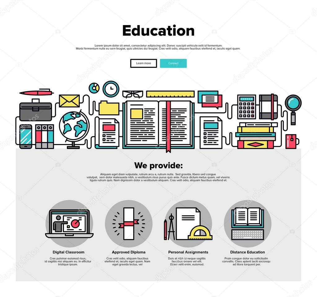 Education flat line web graphics