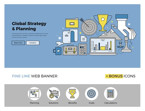 Iconos de la estrategia empresarial global — Archivo Imágenes Vectoriales