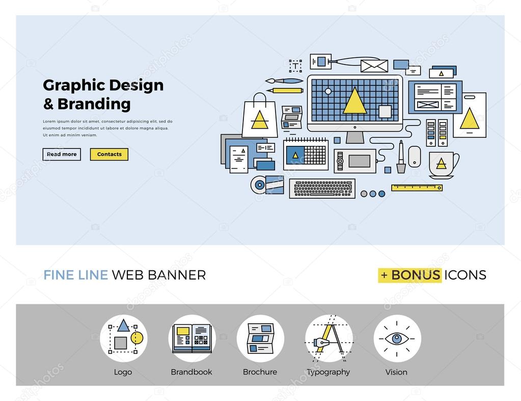 Graphic design flat line banner