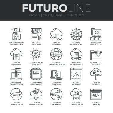 Cloud Data Technology Icons Set