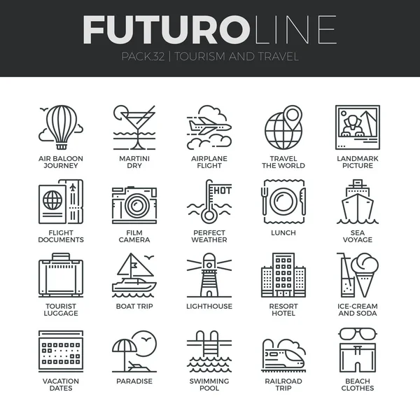 Tourism and Travel Icons Set — Stock Vector