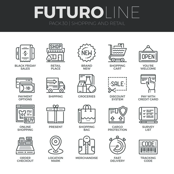 Shopping und Retail Icons Set — Stockvektor