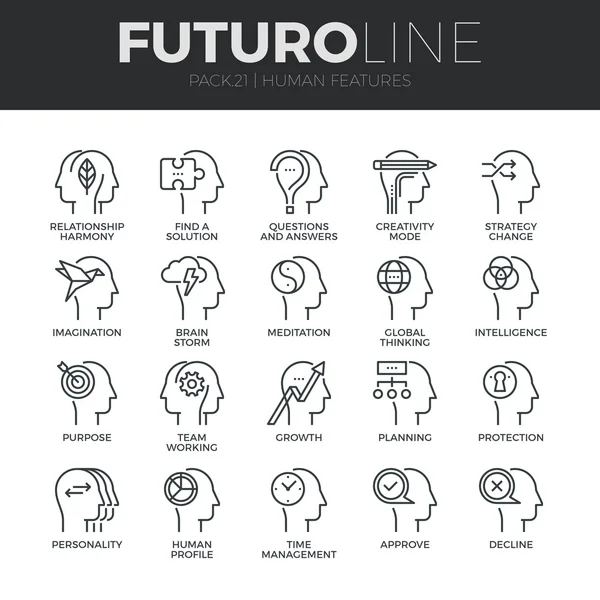 Human Features Icons Set — Stok Vektör