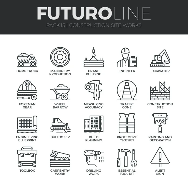 Construction Works Icons Set — Stock Vector