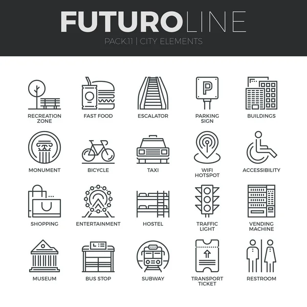 City Elements Icons Set — Stock Vector