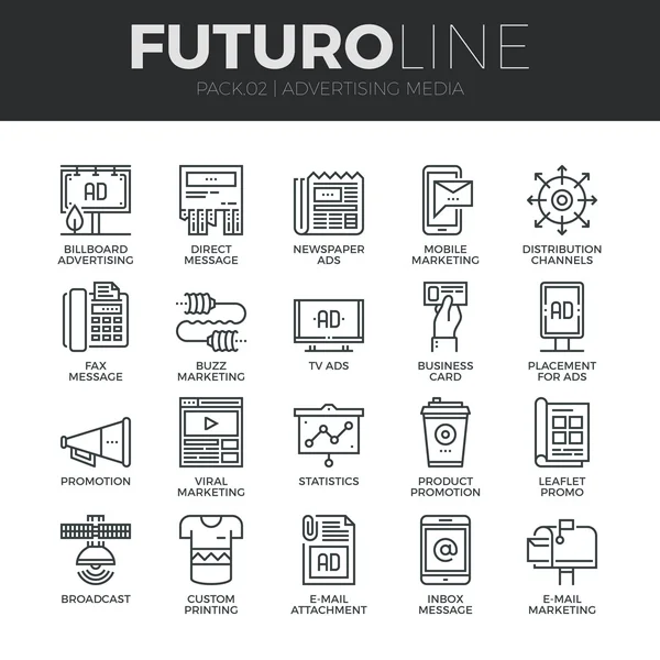 Advertising Media Icons Set — Stock Illustration Advertising Media Icons Set Royalty Free Stock Illustrations