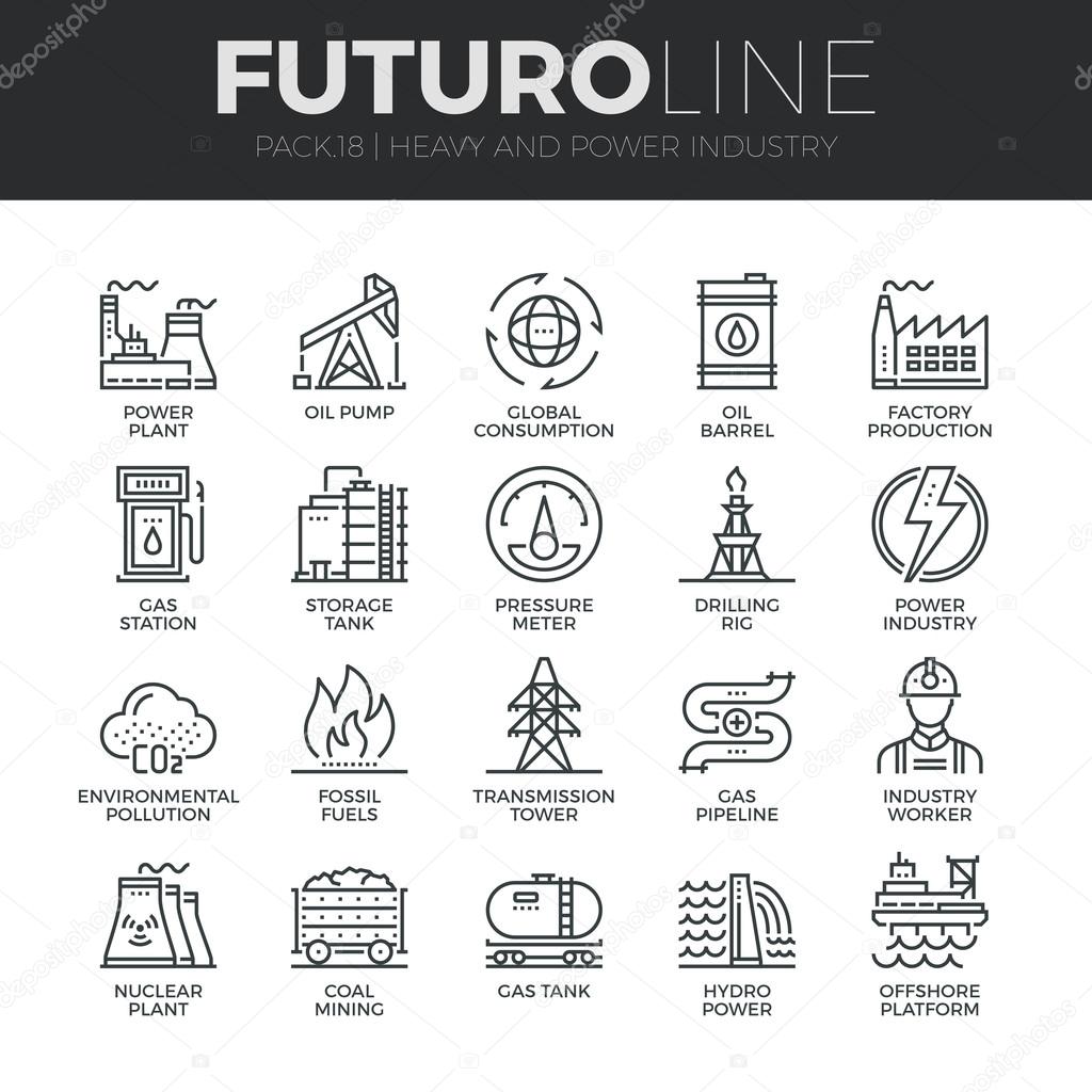 Heavy and Power Industry  Icons Set