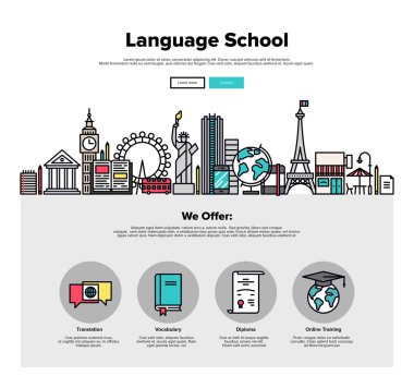 Dil Okulu düz web grafikleri