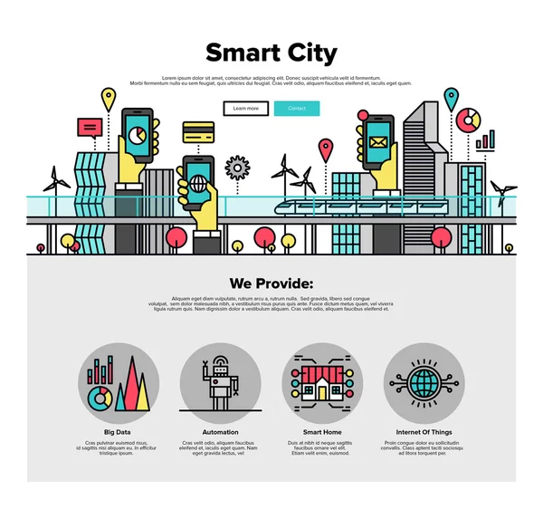 Smart city grafica web piatta — Vettoriale Stock
