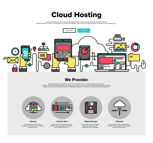Cloud hosting platte webafbeeldingen — Stockvector