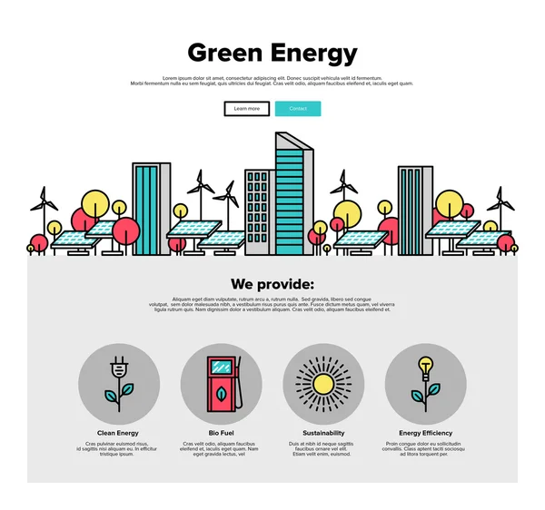 Zöld energia lakás web grafika — Stock Vector