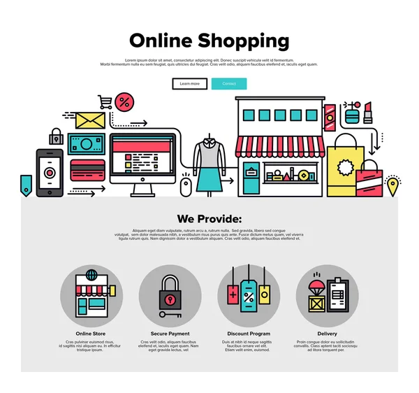 Compras en línea plana web gráficos — Vector de stock