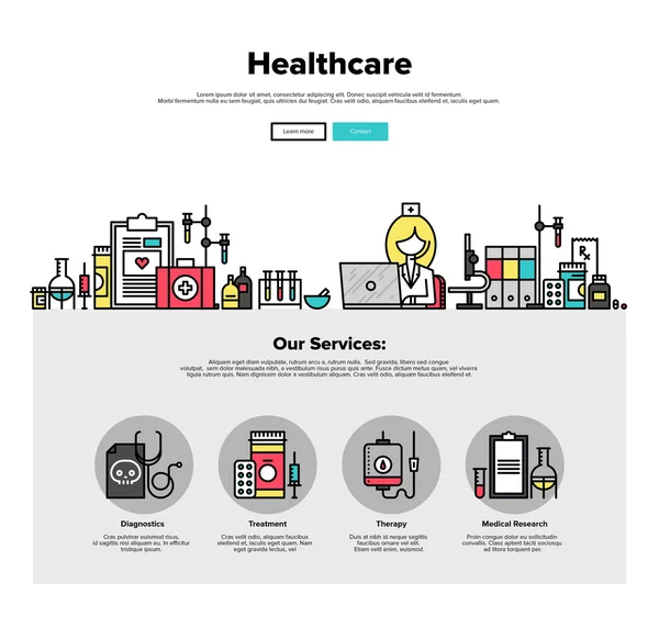 Healthcare linea piatta grafica web — Vettoriale Stock