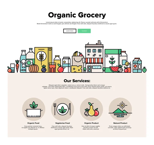 Gráficos web planos de comestibles orgánicos — Vector de stock