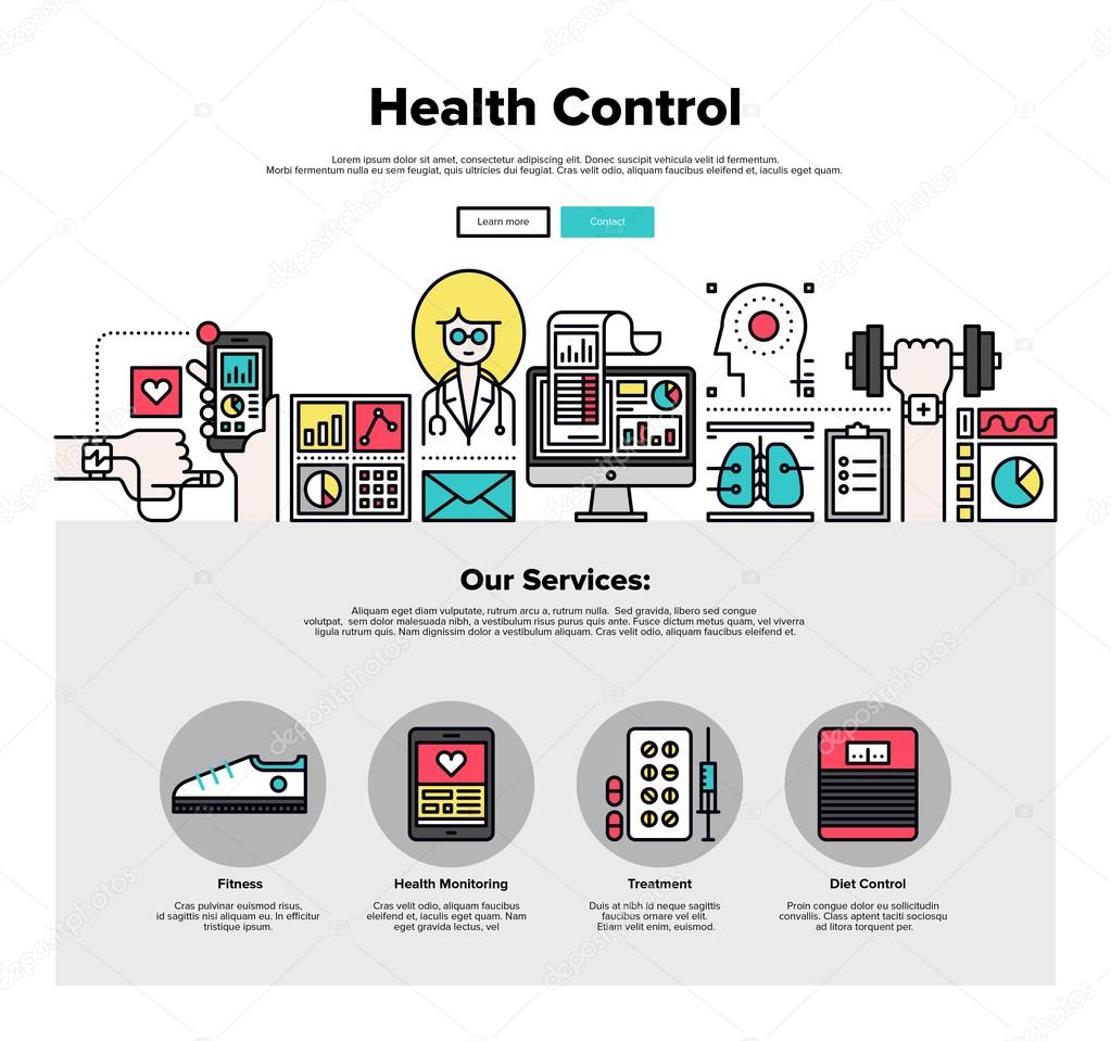 Health control flat web graphics