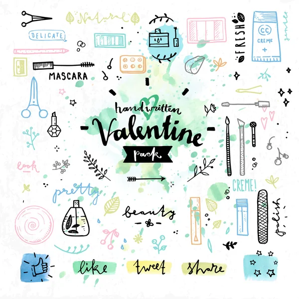 Beauty cosmetics Valentines day vector graphics — Stock Vector