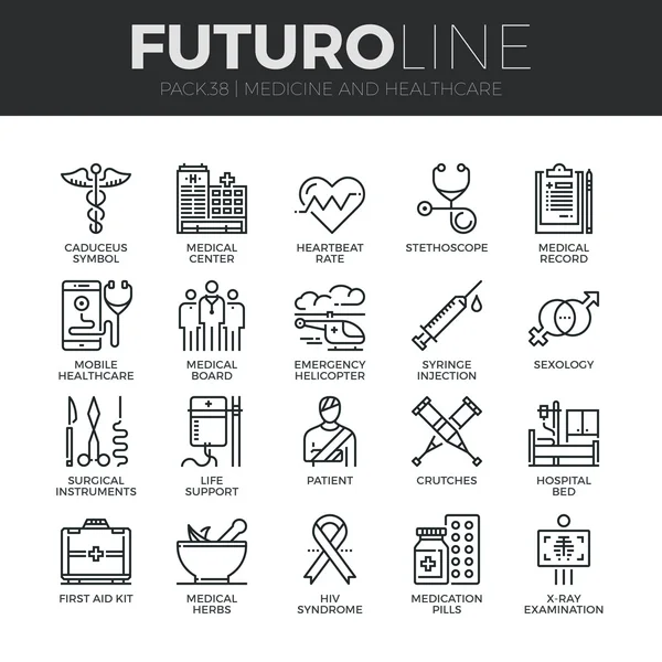 Medicine and Healthcare Icons Set — Stock Vector